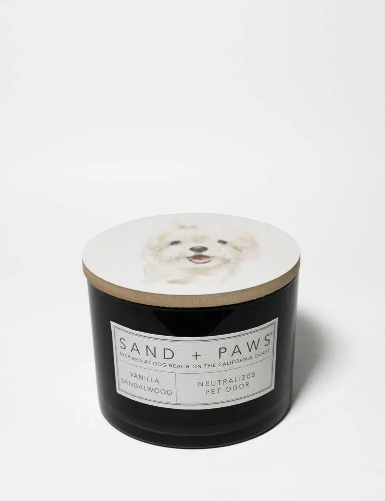 Sand + Paws Vanilla Sandalwood 12 Oz Scented Candle